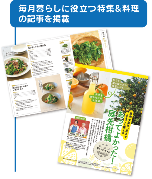 毎月暮らしに役立つ特集＆料理の記事を掲載