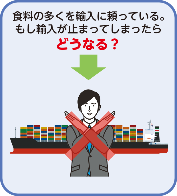 食料の多くを輸入に頼っている。もし輸入が止まってしまったらどうなる？