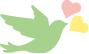 ハートマークと鳩のイラスト