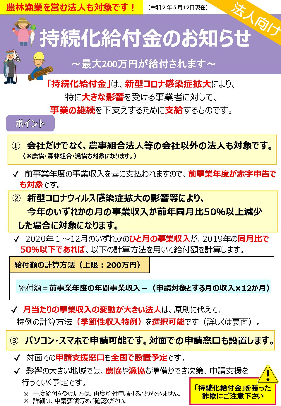 持続 化 給付 金 計算 方法